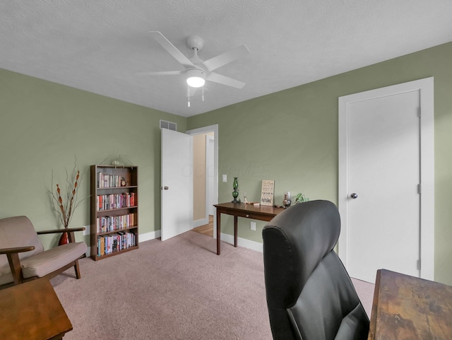 2908 Torrey Pines Dr, Pickerington, OH 43147 - carpeted home office featuring ceiling fan and baseboards