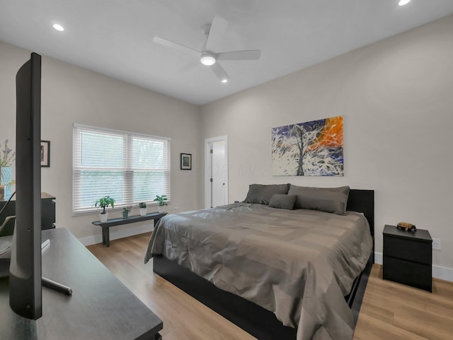 2908 Torrey Pines Dr, Pickerington, OH 43147 - bedroom featuring light wood finished floors, recessed lighting, baseboards, and a ceiling fan