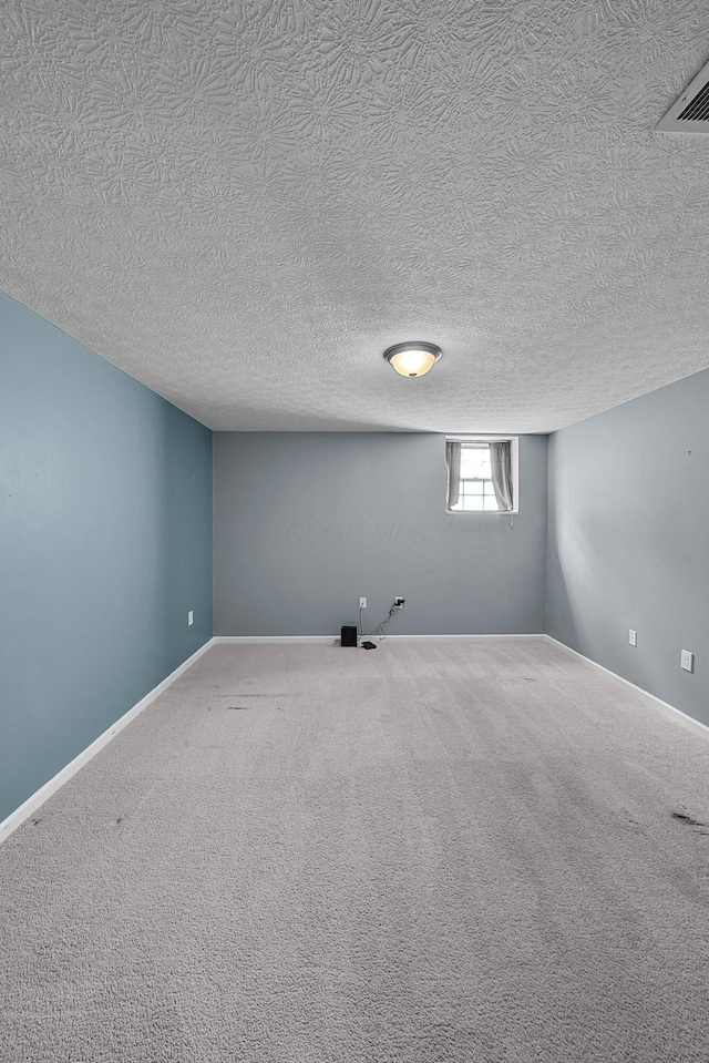 5801 Bridgehampton Dr, New Albany, OH 43054 - basement featuring carpet floors and a textured ceiling