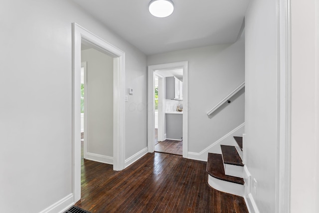 1271 Moundview Ave, Columbus, OH 43207 - foyer with hardwood / wood-style flooring, baseboards, and stairway