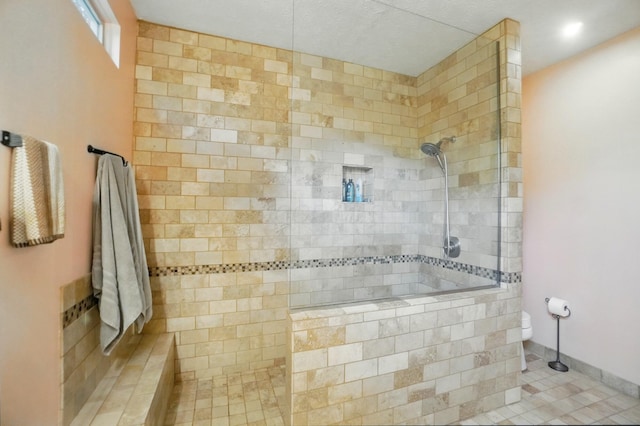 583 Marhurst Ct, Galloway, OH 43119 - bathroom with a walk in shower, toilet, and tile patterned floors