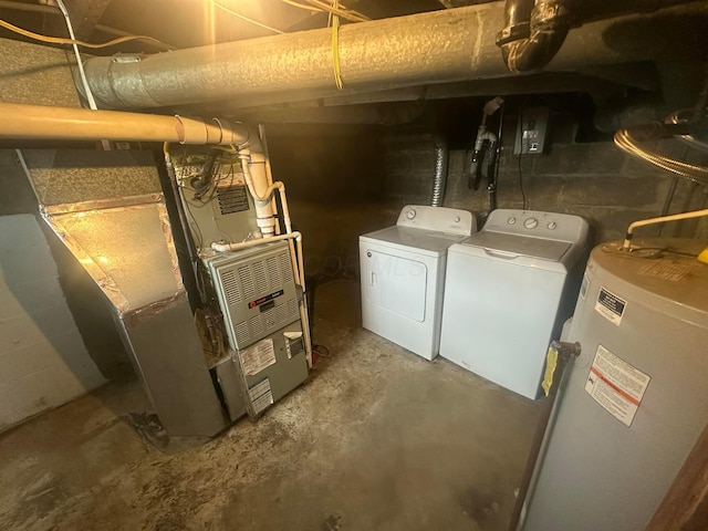 600 N Maple St, Lancaster, OH 43130 - washroom with washer and dryer and gas water heater
