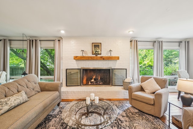 2171 Northam Rd, Columbus, OH 43221 - living area featuring a fireplace, wood finished floors, and ornamental molding