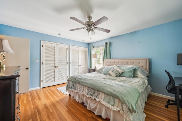 2171 Northam Rd, Columbus, OH 43221 - bedroom featuring multiple closets, light wood-style flooring, and baseboards