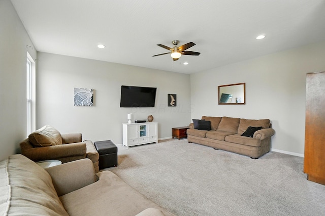 560 Green Forest Pl, Lithopolis, OH 43136 - living room with ceiling fan, carpet, and recessed lighting