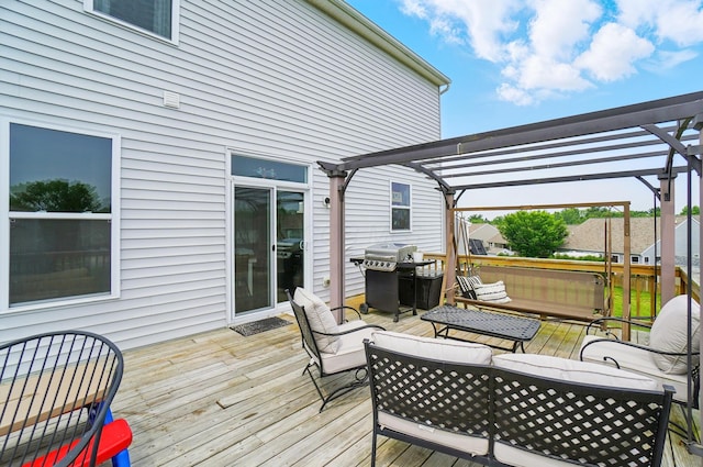 560 Green Forest Pl, Lithopolis, OH 43136 - deck with a grill, a pergola, and an outdoor living space