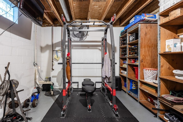 7908 Coldwater Dr, Powell, OH 43065 - exercise area with concrete block wall