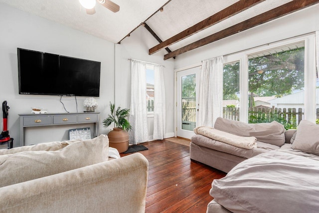 369 E Main St, Circleville, OH 43113 - living room with dark wood-type flooring, a ceiling fan, and baseboards