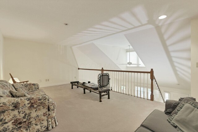 53 Stone House Ct, Newark, OH 43055 - sitting room with carpet floors, a ceiling fan, plenty of natural light, and lofted ceiling