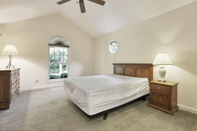 53 Stone House Ct, Newark, OH 43055 - bedroom with baseboards, multiple windows, light carpet, and vaulted ceiling