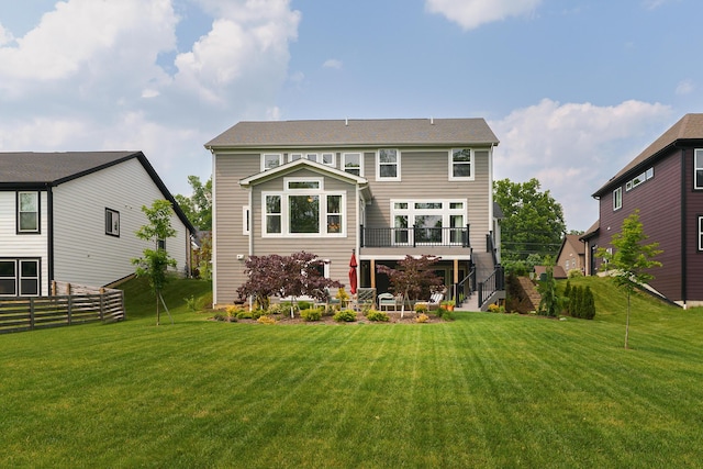 829 Pathlow Dr, Pickerington, OH 43147 - rear view of house with stairway, a wooden deck, and a patio