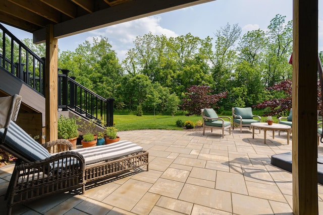 829 Pathlow Dr, Pickerington, OH 43147 - view of patio with stairway and view of scattered trees