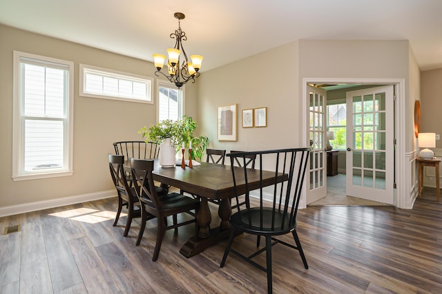 829 Pathlow Dr, Pickerington, OH 43147 - dining room featuring dark wood finished floors and a chandelier