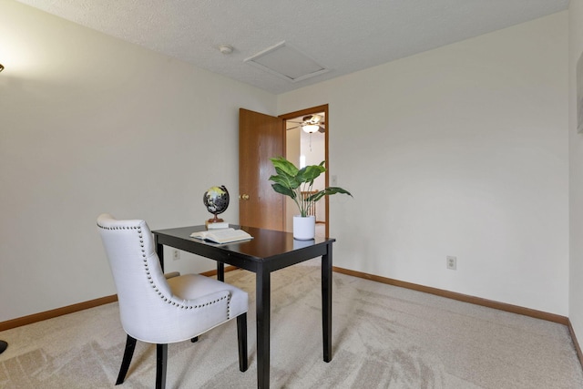 1993 Schrive Dr, Hilliard, OH 43026 - office space featuring light colored carpet, baseboards, attic access, and a textured ceiling