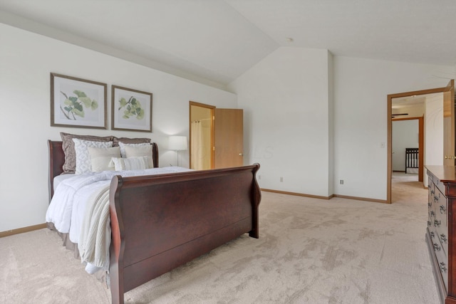 1993 Schrive Dr, Hilliard, OH 43026 - bedroom with light carpet, lofted ceiling, and baseboards