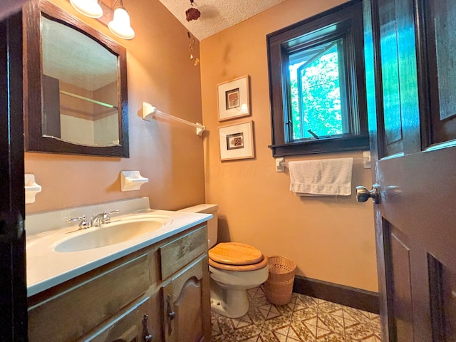 5401 Plantation Rd, Sunbury, OH 43074 - full bath with toilet, vanity, a textured ceiling, tile patterned flooring, and a shower