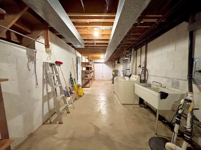 5401 Plantation Rd, Sunbury, OH 43074 - unfinished basement with separate washer and dryer and electric water heater