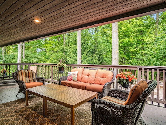 5769 Royal Lytham Ct, Dublin, OH 43017 - wooden terrace with an outdoor living space