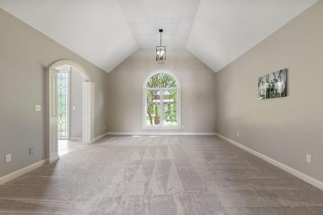 2570 Jewett Rd, Powell, OH 43065 - unfurnished room with light carpet and lofted ceiling