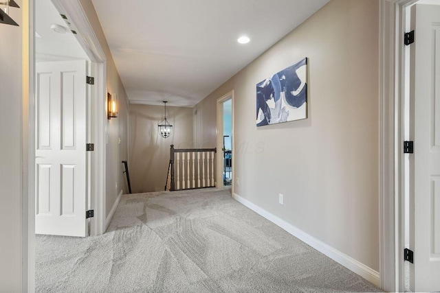 2570 Jewett Rd, Powell, OH 43065 - hallway with an upstairs landing, carpet, and recessed lighting