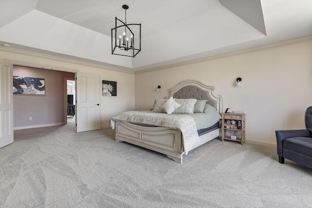 2570 Jewett Rd, Powell, OH 43065 - bedroom featuring light carpet and a chandelier
