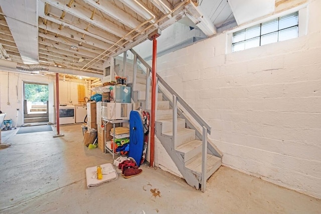 926 Harmon Ave, Columbus, OH 43223 - below grade area featuring washer and clothes dryer and stairs