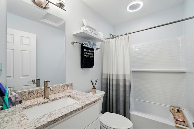2201 Teardrop Ave Unit 34A, Columbus, OH 43235 - full bathroom featuring vanity, toilet, and shower / bath combination with curtain