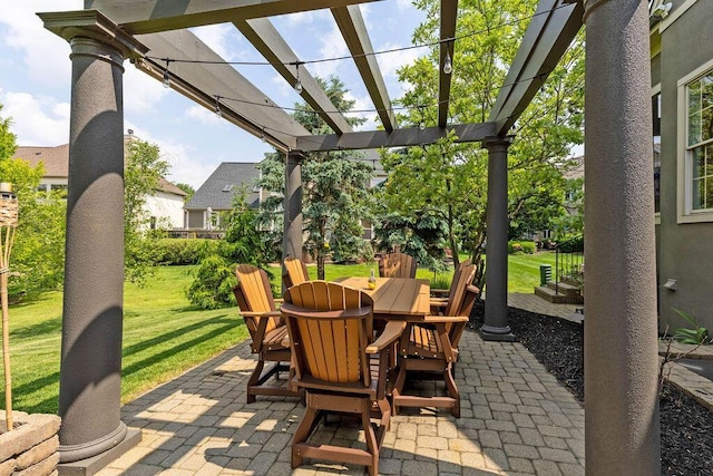 5753 Aster Way, Galena, OH 43021 - view of patio / terrace with outdoor dining space and a pergola