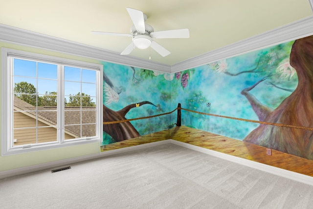 5753 Aster Way, Galena, OH 43021 - carpeted spare room featuring ornamental molding and a ceiling fan