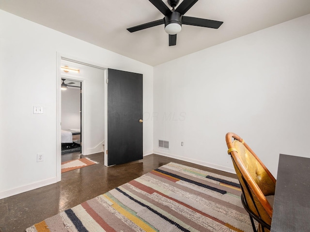 12609 Fancher Rd, Westerville, OH 43082 - office area with ceiling fan and finished concrete flooring