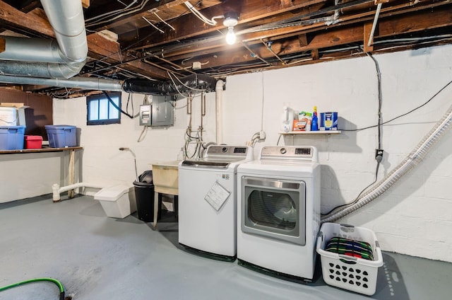 138 E Kelso Rd, Columbus, OH 43202 - laundry room with washing machine and dryer and electric panel