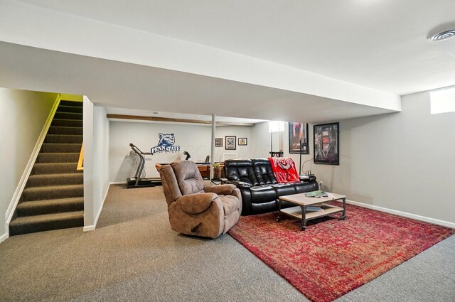 8073 Tree Lake Blvd, Powell, OH 43065 - living area with carpet floors and stairway