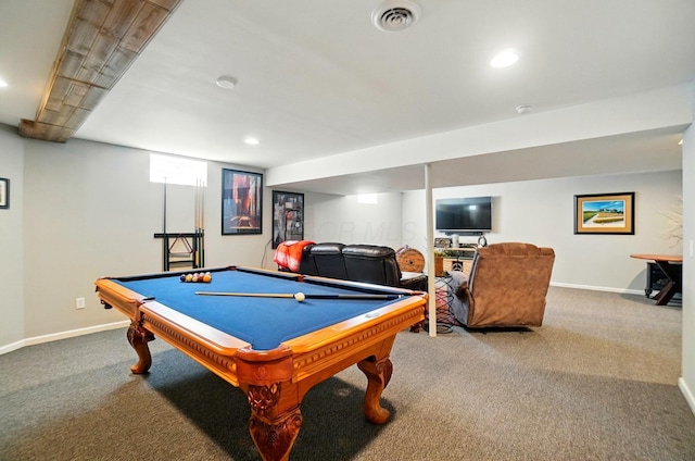 8073 Tree Lake Blvd, Powell, OH 43065 - playroom featuring carpet flooring, billiards table, and recessed lighting