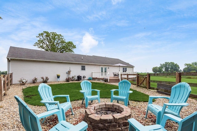 1875 Madden Higgins Rd, London, OH 43140 - view of patio / terrace with an outdoor fire pit, central AC, and a wooden deck