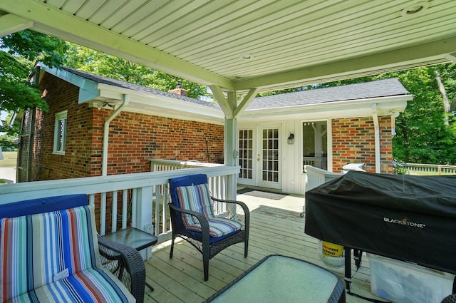 5350 Brook Rd NW, Lancaster, OH 43130 - wooden terrace with french doors and area for grilling