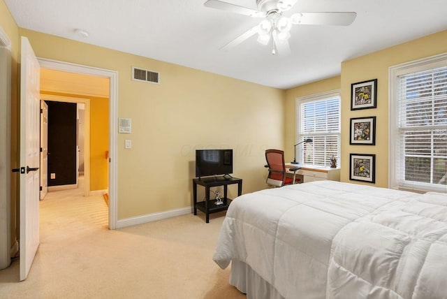 8467 Tartan Fields Dr, Dublin, OH 43017 - bedroom with light colored carpet, baseboards, and ceiling fan