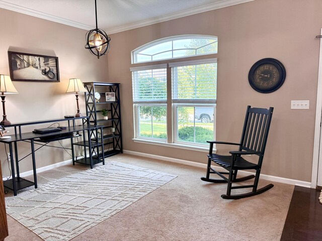 150 Shawnee Dr, Pickerington, OH 43147 - living area with crown molding, baseboards, and plenty of natural light