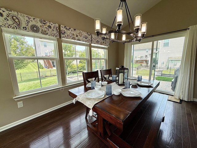 150 Shawnee Dr, Pickerington, OH 43147 - dining space featuring a chandelier, plenty of natural light, dark wood-type flooring, and baseboards