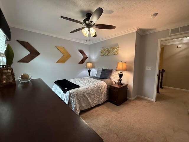 150 Shawnee Dr, Pickerington, OH 43147 - bedroom featuring crown molding, light colored carpet, a ceiling fan, and baseboards
