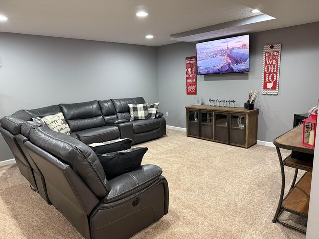 150 Shawnee Dr, Pickerington, OH 43147 - home theater room featuring carpet floors, recessed lighting, and baseboards