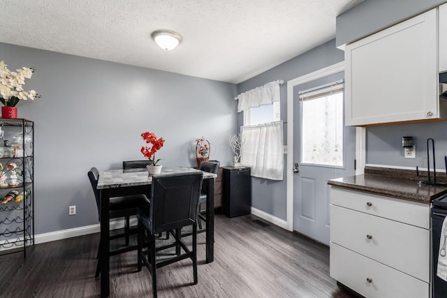 7306 Cimmaron Sta, Columbus, OH 43235 - dining space with wood finished floors, a textured ceiling, and baseboards