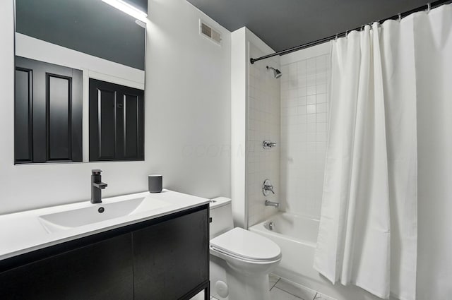 158 Punta Aly, Columbus, OH 43201 - full bath featuring toilet, vanity, shower / tub combo with curtain, and marble look tile flooring