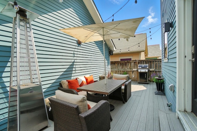 158 Punta Aly, Columbus, OH 43201 - wooden deck featuring a grill and outdoor dining area