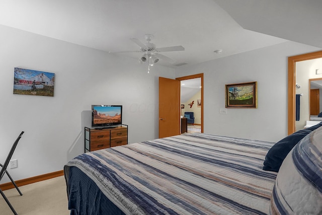 3850 Alward Rd SW, Pataskala, OH 43062 - bedroom with light carpet, baseboards, and ceiling fan