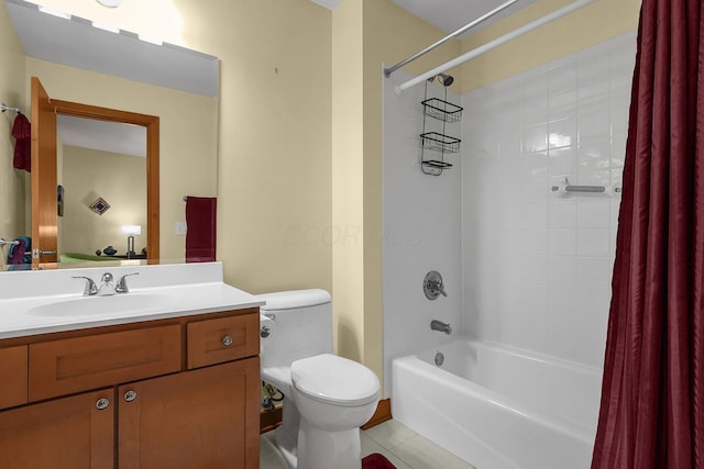 3850 Alward Rd SW, Pataskala, OH 43062 - full bathroom with toilet, shower / bath combo with shower curtain, tile patterned floors, and vanity