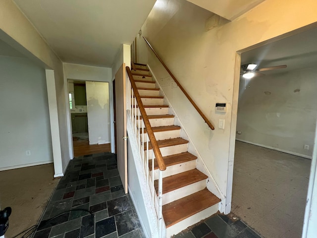 5340 Edgeview Rd, Columbus, OH 43207 - staircase featuring a ceiling fan