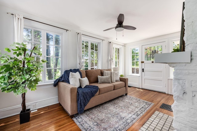 320 Rhoads Ave, Columbus, OH 43205 - living room featuring wood finished floors and ceiling fan
