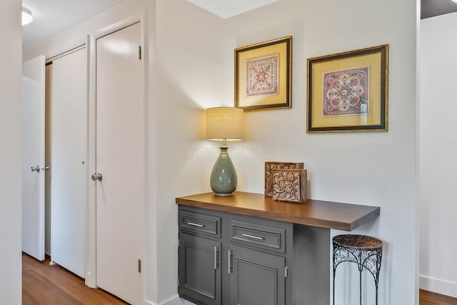 135 State Route 229, Waldo, OH 43356 - corridor featuring dark wood-style flooring and baseboards