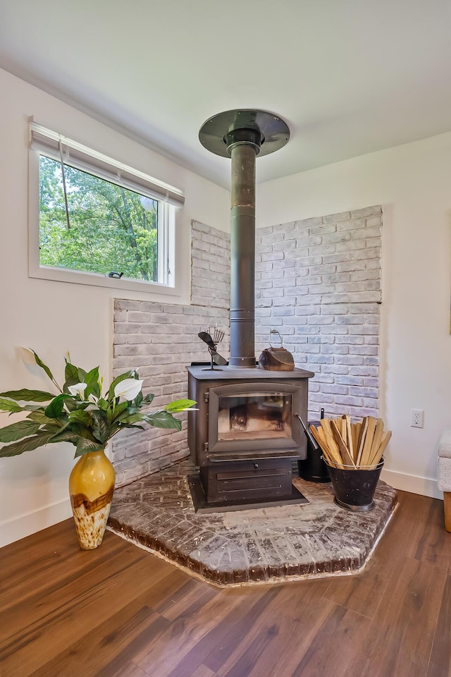 135 State Route 229, Waldo, OH 43356 - detailed view of a wood stove and wood finished floors