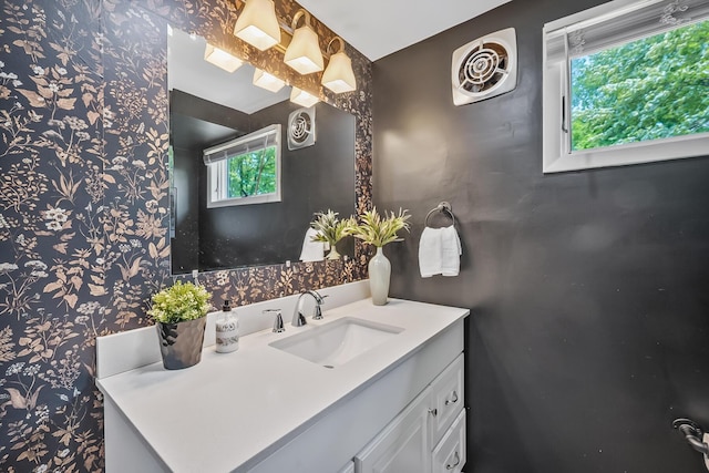 135 State Route 229, Waldo, OH 43356 - bathroom with wallpapered walls and vanity